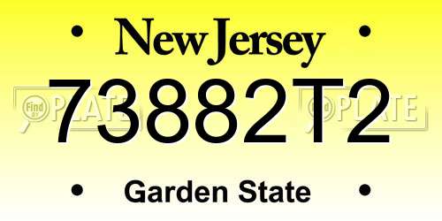 73882T2 New Jersey License Plate