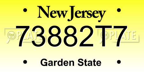 73882T7 New Jersey License Plate
