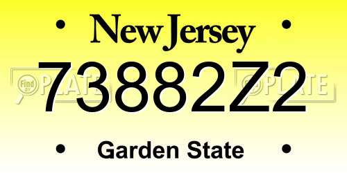 73882Z2 New Jersey License Plate
