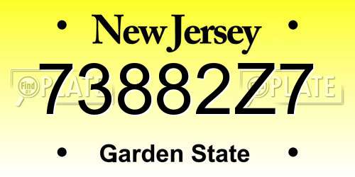 73882Z7 New Jersey License Plate