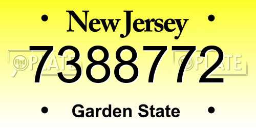 7388772 New Jersey License Plate