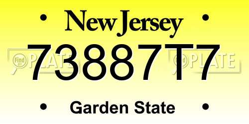 73887T7 New Jersey License Plate