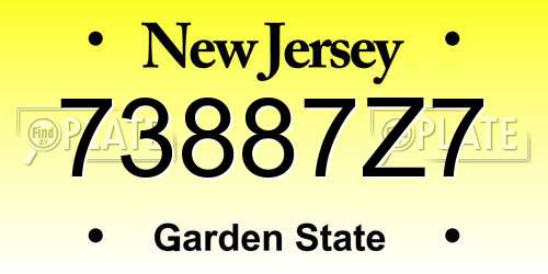 73887Z7 New Jersey License Plate
