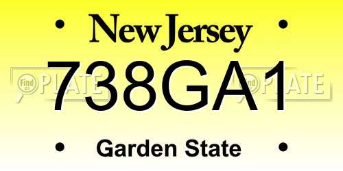738GA1 New Jersey License Plate