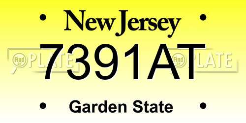 7391AT New Jersey License Plate