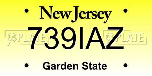 739IAZ New Jersey License Plate