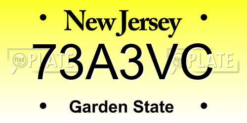73A3VC New Jersey License Plate