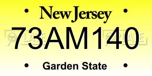 73AM140 New Jersey License Plate