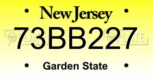73BB227 New Jersey License Plate