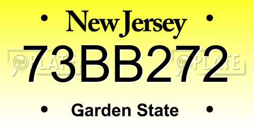 73BB272 New Jersey License Plate