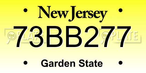 73BB277 New Jersey License Plate
