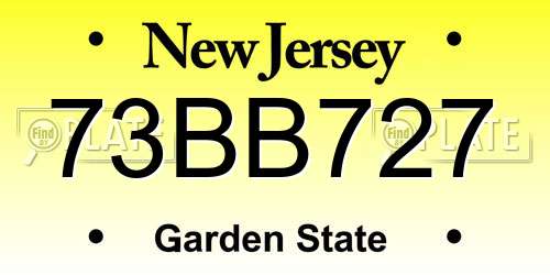 73BB727 New Jersey License Plate