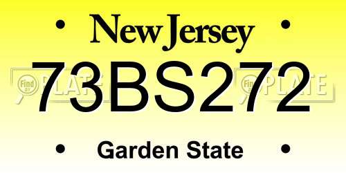 73BS272 New Jersey License Plate