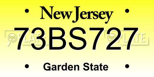 73BS727 New Jersey License Plate