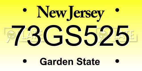 73GS525 New Jersey License Plate