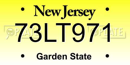 73LT971 New Jersey License Plate