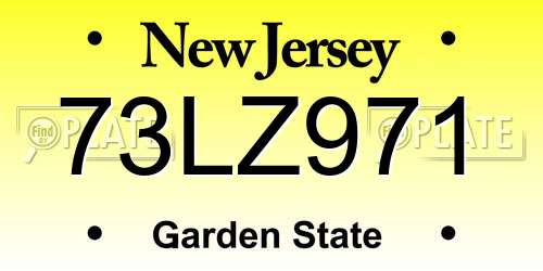 73LZ971 New Jersey License Plate