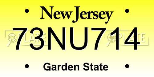 73NU714 New Jersey License Plate