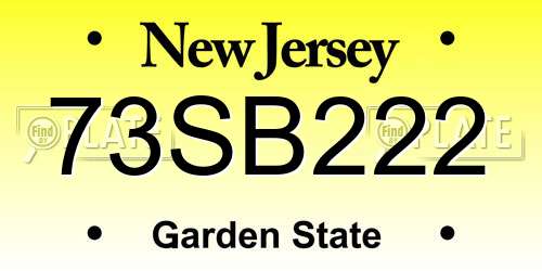 73SB222 New Jersey License Plate