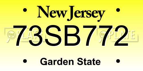 73SB772 New Jersey License Plate