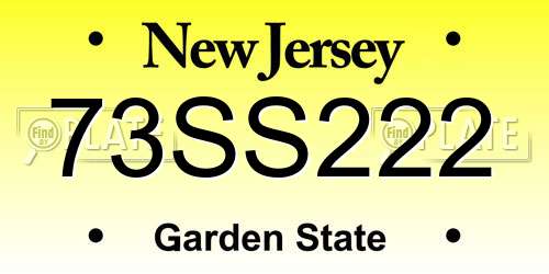 73SS222 New Jersey License Plate
