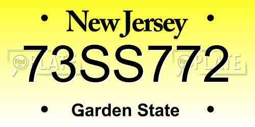 73SS772 New Jersey License Plate
