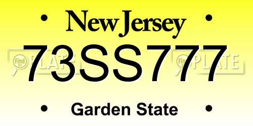 73SS777 New Jersey License Plate