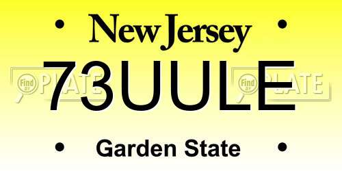 73UULE New Jersey License Plate