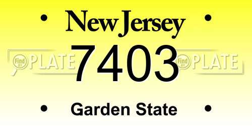 7403 New Jersey License Plate