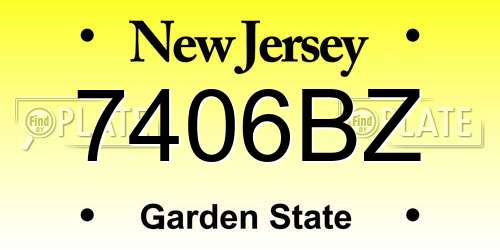 7406BZ New Jersey License Plate