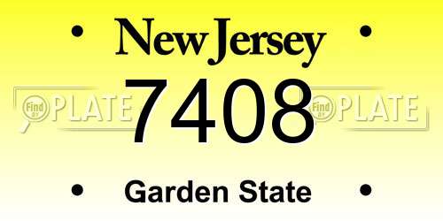 7408 New Jersey License Plate