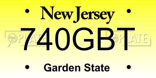 740GBT New Jersey License Plate