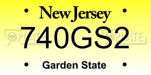 740GS2 New Jersey License Plate