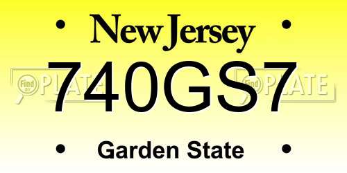 740GS7 New Jersey License Plate