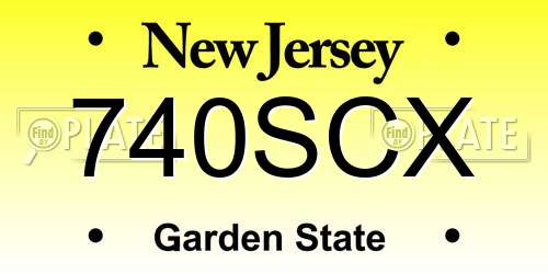 740SCX New Jersey License Plate