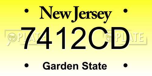 7412CD New Jersey License Plate