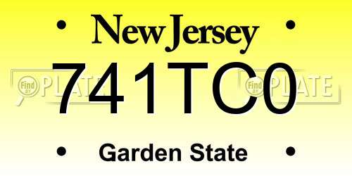 741TC0 New Jersey License Plate