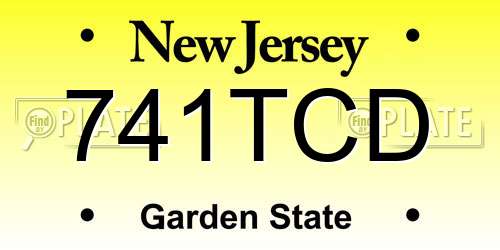 741TCD New Jersey License Plate