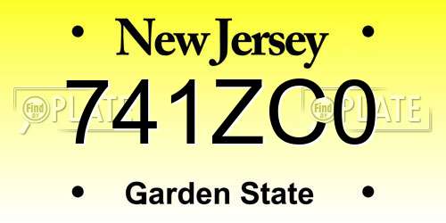 741ZC0 New Jersey License Plate