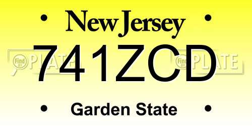 741ZCD New Jersey License Plate