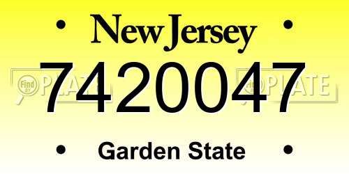 7420047 New Jersey License Plate