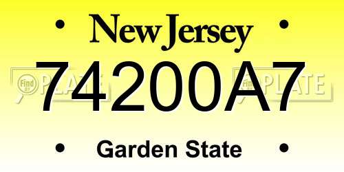 74200A7 New Jersey License Plate