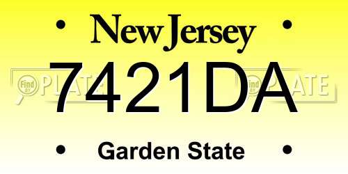 7421DA New Jersey License Plate