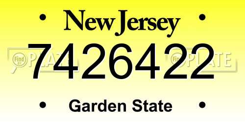 7426422 New Jersey License Plate