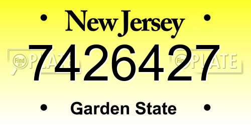 7426427 New Jersey License Plate