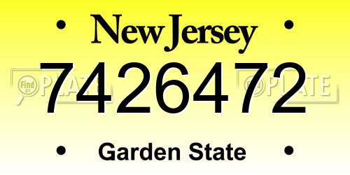 7426472 New Jersey License Plate