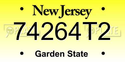 74264T2 New Jersey License Plate