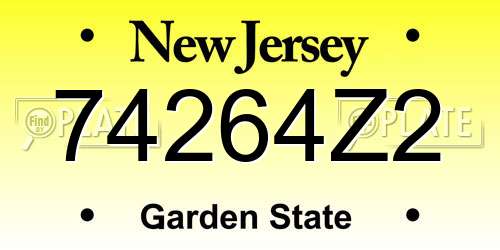 74264Z2 New Jersey License Plate