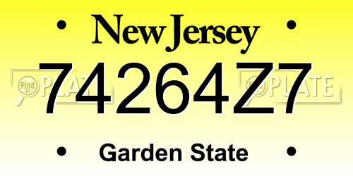 74264Z7 New Jersey License Plate