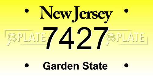 7427 New Jersey License Plate